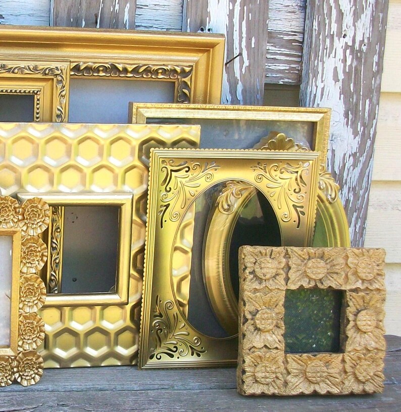 RESERVED FOR CSUMMRS Set of 10 New & Vintage Ornate Shades of Gold