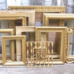 Set of 10 Shabby Chic Ornate Shades of Gold Picture Frames for Gallery Wall, Wedding Decor Shower Decor