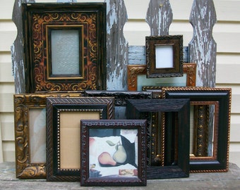 Set of 10 New & Vintage Ornate Shades of Brown Black Gold Picture Frames for Gallery Wall, Wedding Decor, Nursery Decor