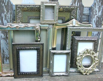 Set of 10 Shabby Chic Ornate Shades of Silver Picture Frames for Gallery Wall, Wedding Decor, Nursery Decor