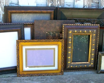 Set of 10 New & Vintage Ornate Shades of Brown and Gold Picture Frames for Gallery Wall, Wedding Decor, Nursery Decor