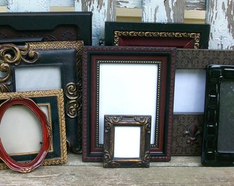 Set of 10 New & Vintage Ornate Shades of Brown Black Gold Maroon Picture Frames for Gallery Wall, Wedding Decor, Nursery Decor