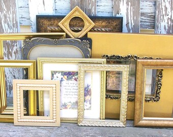 Set of 10 New & Vintage Ornate Shades of Gold Picture Frames for Gallery Wall, Wedding Decor, Nursery Decor