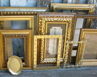 Set of 10 New & Vintage Ornate Shades of Gold Picture Frames for Gallery Wall, Wedding Decor, Nursery Decor
