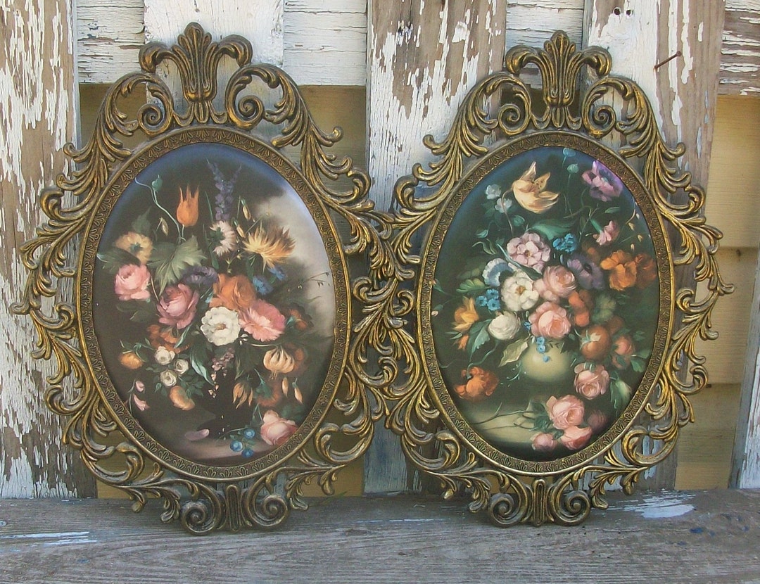 2 Vintage Ornate Metal Picture Frames Made in Italy With Etsy