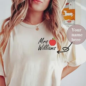 Personalized Teacher T-Shirt: Custom Apple Graphic, Back To School Gift