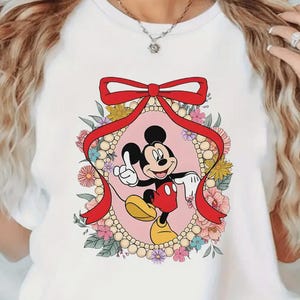 Vintage Mickey Mouse T-Shirt, Floral Mickey Tee, Cottagecore Disney Shirt, Pearl Frame Graphic Tee, Aesthetic Disney Gift for Her
