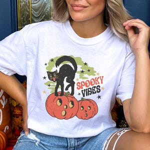 Cat halloween t-shirt, ghost cat shirt, Halloween Sweater, Halloween Cat Shirt, Cat Lover Shirt, Black Cat Shirt, Spooky Season