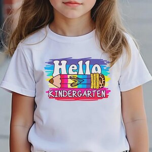 Camiseta de Hola Jardín de Infancia / Camiseta de Estudiante de Jardín de Infancia, Camiseta de Primer Día de Clases, Camiseta de Regreso a Clases, Camisetas de Jardín de Infancia, Camiseta de Estudiantes
