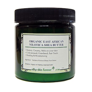 East African Nilotica Shea Butter Organic, Unrefined, Fair Trade Body Hair Moisturizer 4oz / 8oz