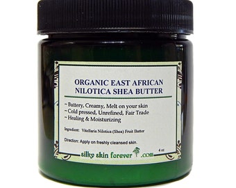 East African Nilotica Shea Butter Organic, Unrefined, Fair Trade Body Hair Moisturizer 4oz / 8oz