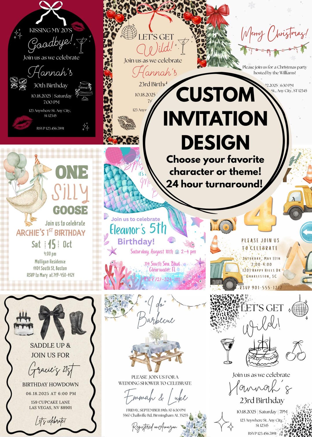Custom Digital Invitation Design | 24 Hour Turnaround | Personalized ...