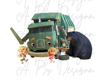 Trash truck & friends2 PRINT ONLY
