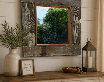 Rustic Wood MIRRORS. Barnwood, Driftwood, Chippy Paint. Upcycled ByDejaDesigns.