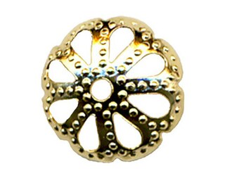 Bead Cap Filigree 9mm Antique Brass - 10 pack