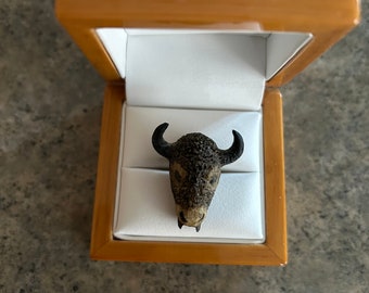 Buffalo Bison Pin Made of Elk Antler, Montana Handmade Hat or Lapel Pin