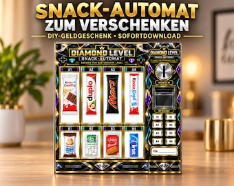 Printable Snack Vending Machine Money Gift | Diamond Level Candy Gift | DIY Gamer Birthday Gift | Instant Download