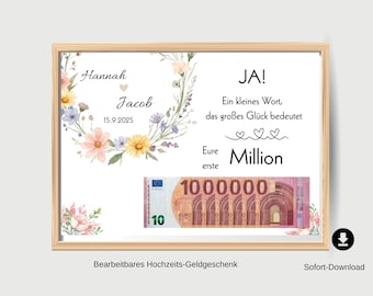 Personalized Wedding Money Gift Canva Template: First Million Gift (Digital Download)