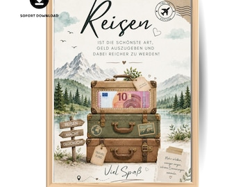 Argent de voyage offert, Fonds de voyage personnalisé, Argent de vacances offert, Cadeau pour campeurs, Cadeau de dernière minute, Téléchargement imprimable A4