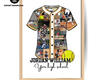 Senior Night Softball Jersey Photo Collage | Custom Player Jersey Gift | Softball Gift for Girl | Digital Download