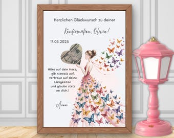 Confirmation money gift DIY | Creative voucher for girls  | Personalized PDF for printing | Instant digital download