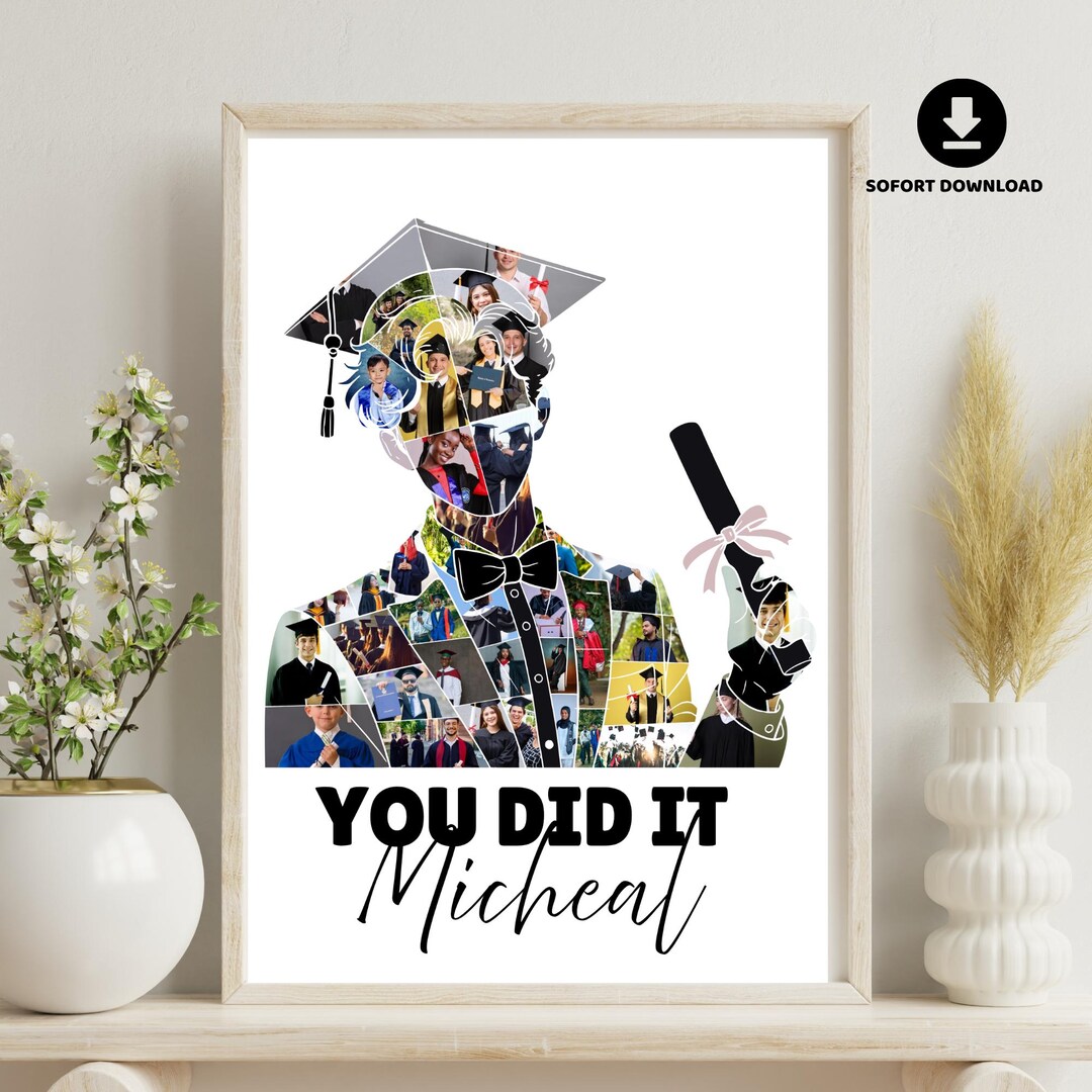 Graduation Boy Photo Collage Template, Editable Canva Graduation Gift ...