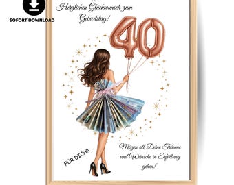 Birthday Gift 40th Birthday Cash Gift Voucher Wife Girlfriend