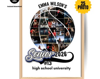 senior night basketball gifts for boy or girl | Personalized 2026 senior photo collage sport idea | Digital Download