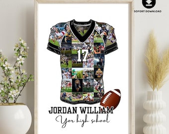 Football Senior Night Gift template | Custom Football Jersey Photo Collage | Personalized Football Player | American Football Senior Gift |