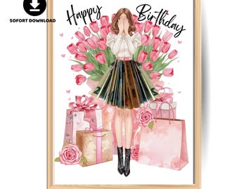 Birthday Money Gift for Woman – Printable Watercolor Cash Gift Poster for Daughter or Friend
