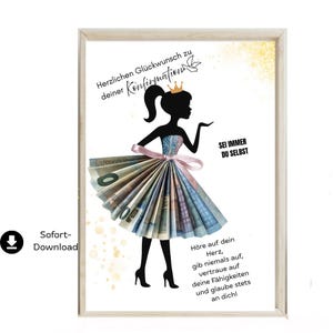 Confirmation d'achat en argent pour fille - Bon pour une fille, une femme ou un ami - PDF personnalisé - Emballage cadeau DIY - Téléchargement immédiat