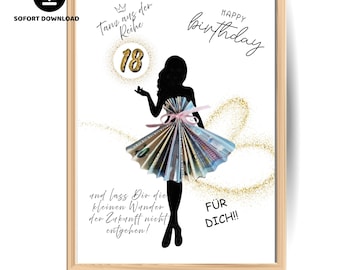 18th Birthday Money Gift for Girl – Printable Voucher Card for Daughter or Girlfriend | Creative Cash Gift Idea | PDF Instant Download