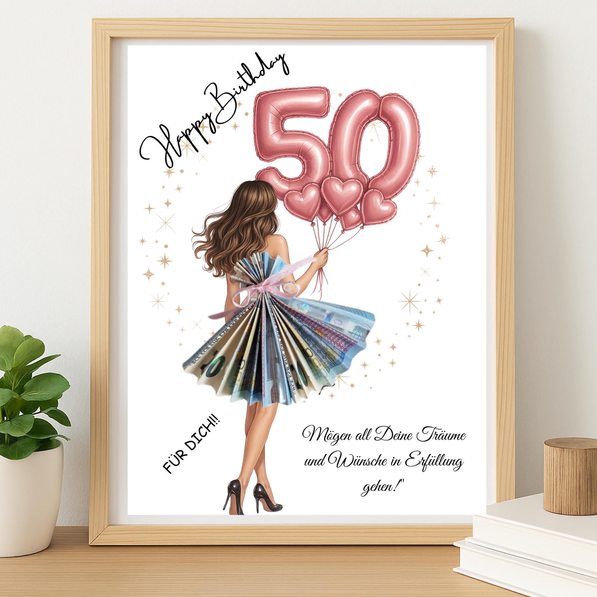 50th Birthday Money Gift Poster: Printable Cash Gift (PDF Download