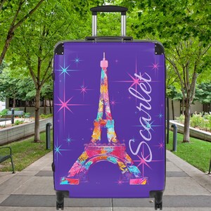 Personalizable Travel Suitcase, Paris Eiffel Tower Lover&#39;s Luggage, Stylish Carry-On, Vibrant Travel Accessory, Durable Suitcase for Her