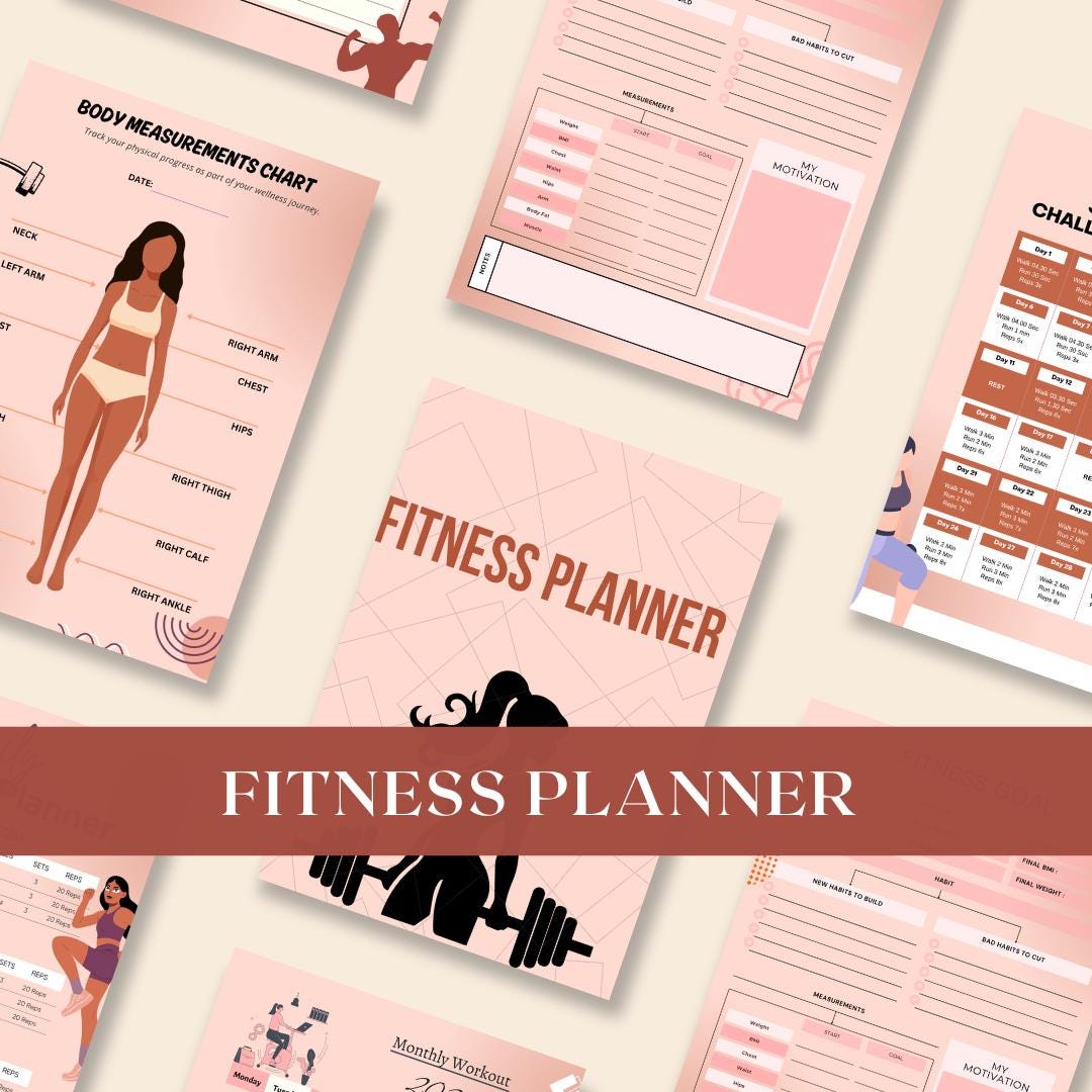 Pink Printable Workout Planner | Fitness Log Digital Download - Etsy