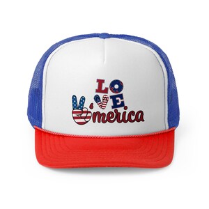 Patriotic Trucker Cap | Love 'Merica Hat for July 4th, BBQs, Festivals, Casual Wear, Gifts