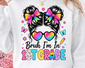 Bruh I'm In 1st Grade PNG , First Day of School Shirt Design, Funny Back to School