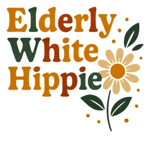 Elderly White Hippie PNG, Retro Rainbow Groovy Flowers Sublimation Design, Boho 70s Digital Download for Shirts, Mugs & Crafts