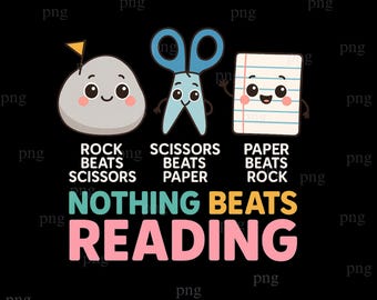 Nada supera la lectura PNG - Clipart de un lindo amante de los libros - Descarga digital de alfabetización docente