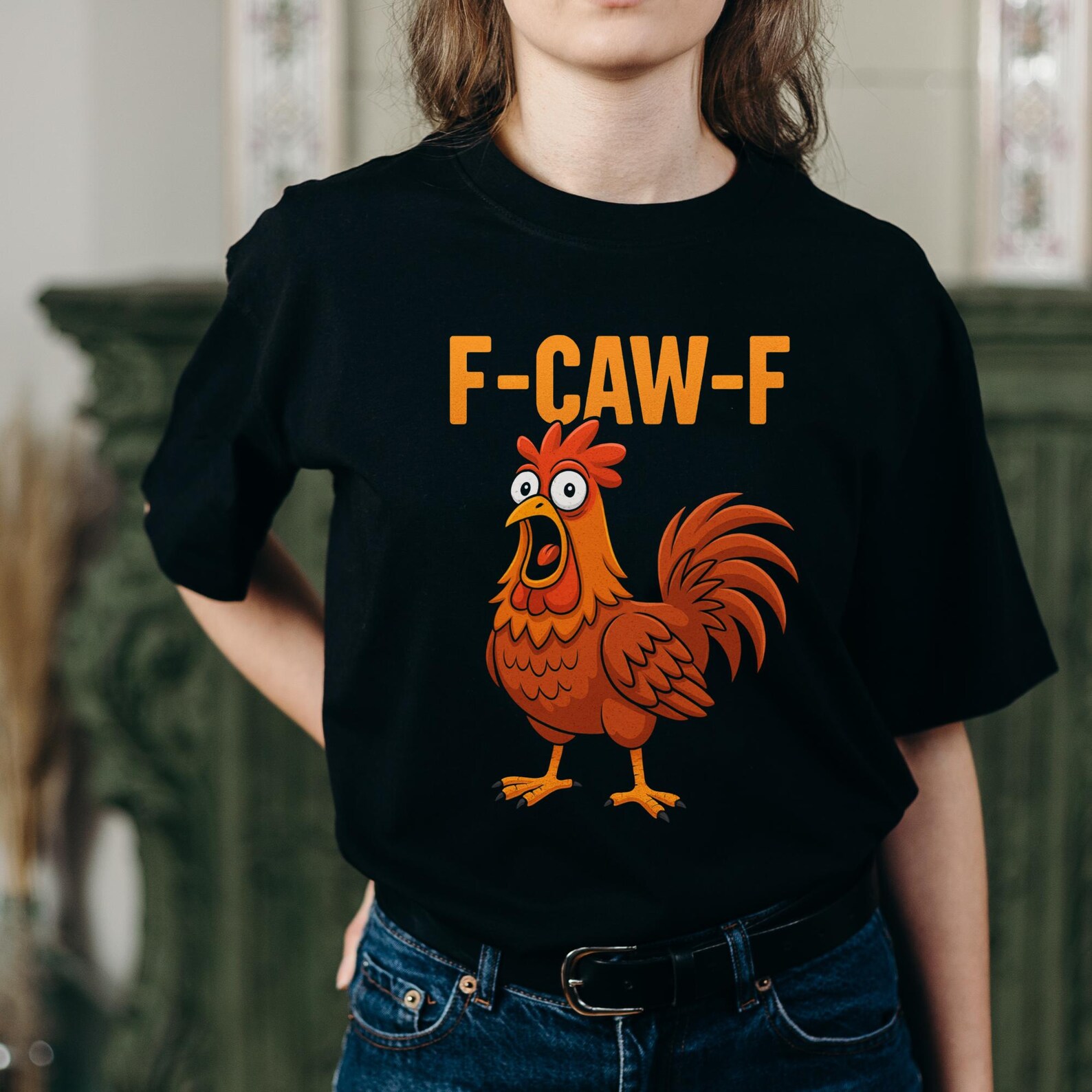 F-caw-f Chicken Funny PNG | Crazy Rooster Meme Shirt Design | Screaming ...