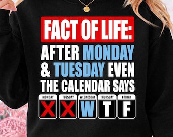 A Fact Of Life Png, After Monday And Tuesday Even The Calendar Says WTF Png, Funny Sarcastic Png