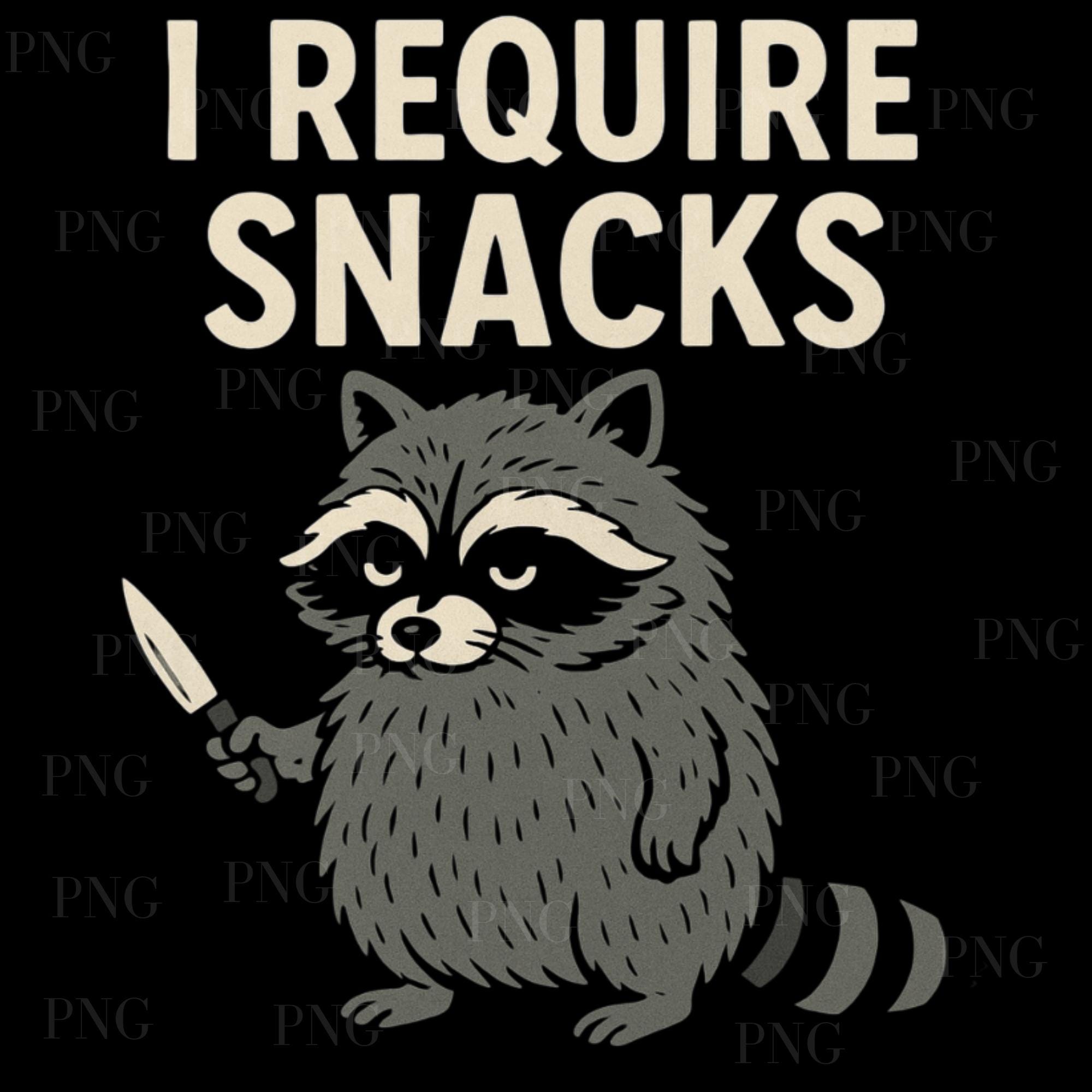 Funny Raccoon PNG: I Require Snacks - Goblincore Digital Art