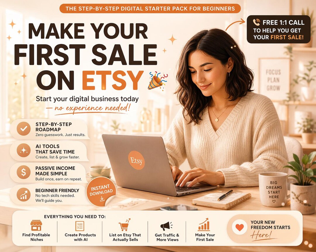 Make Your First Sale on Etsy | Passive Income Starter Guide + AI Tools ...