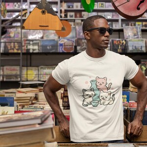 Cute Cat Art T-Shirt, Unisex Garment-Dyed Tee, Cat Lover Gift, Funny Cat Shirt, Pet Owner Apparel, Casual Everyday Wear