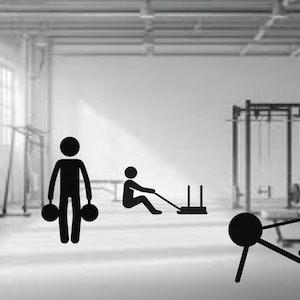 Hyrox Workout Strichmännchen Clipart - Digitale PNGs für Fitness Designs