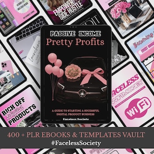 Pretty Profits eBook Bundle| Ebook Vault | 400+ PLR | Editable Business Template Boss Babe