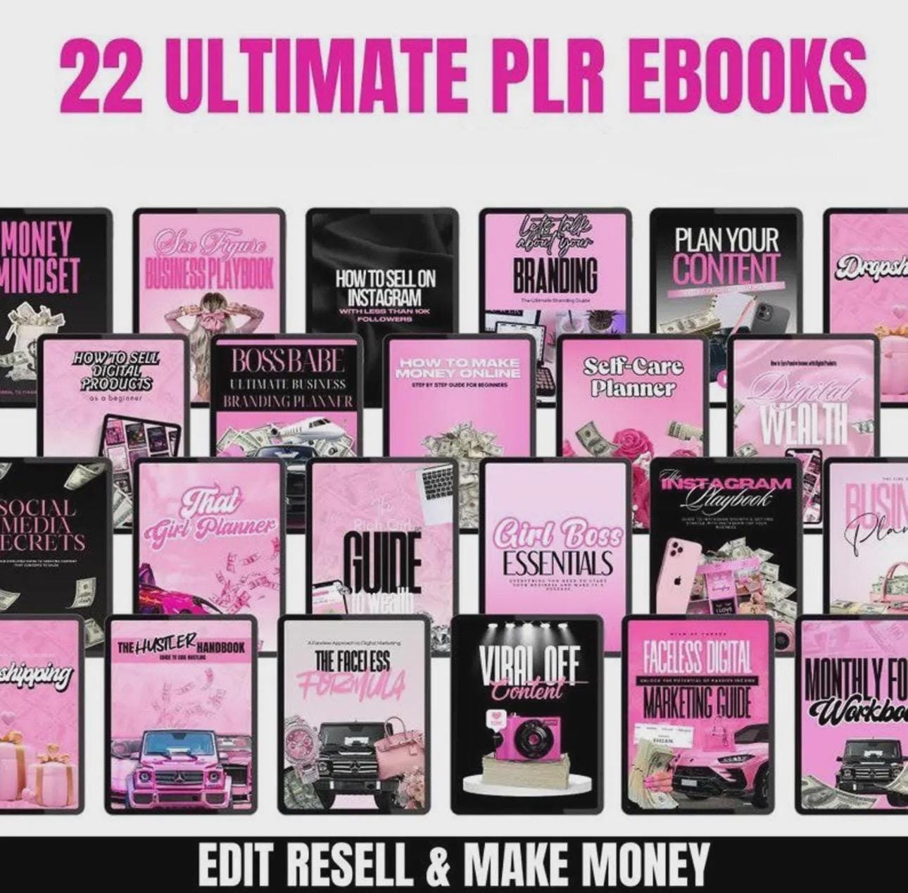 22 PLR eBooks Girl Boss Bundle â Editable Canva MRR/PLR Digital Business Kit