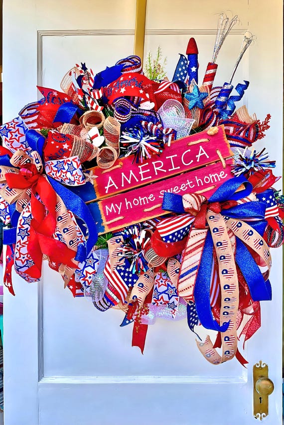 Independence Day Wreath, Fourth of July Wreath, America Wreath, 4th of July Wreath, Red White and Blue Wreath, Patriotic Wreath,
