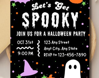 Halloween Party Invitation | Let's Get Spooky Editable Invite | Digital Canva Template