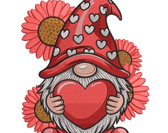 Valentine Gnome with Heart – Cute Embroidery Design